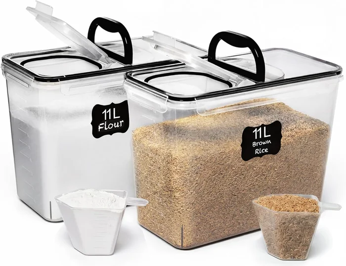 Shazo 2 PC 11L Flour Sugar Storage Containers with Spout Lid and Easy 