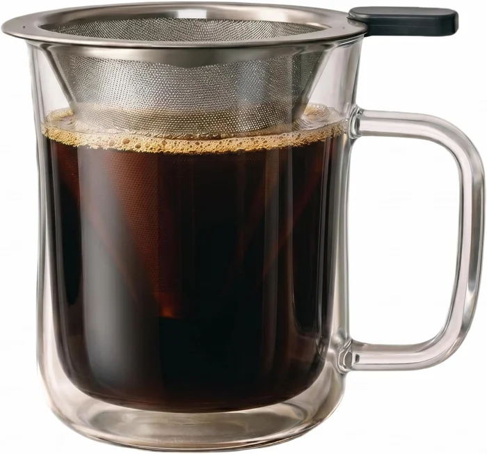 Single Serve Immersion Coffee Maker Borosilicate Glass Pour Over Cup w