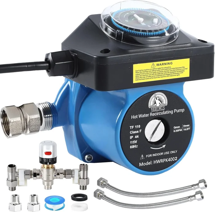 Hot Water Recirculating Pump Kit for Tank Water Heater Complete Instal
