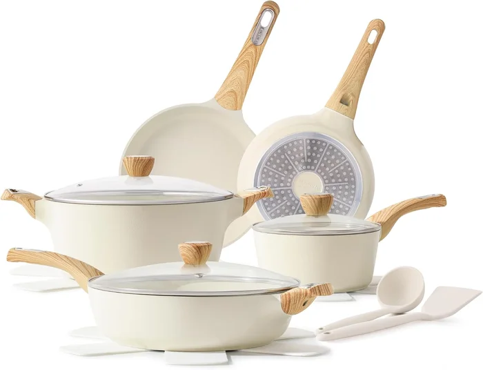 SENSARTE 14-Piece Ceramic Non-Stick Cookware Set, Induction Ready, Non