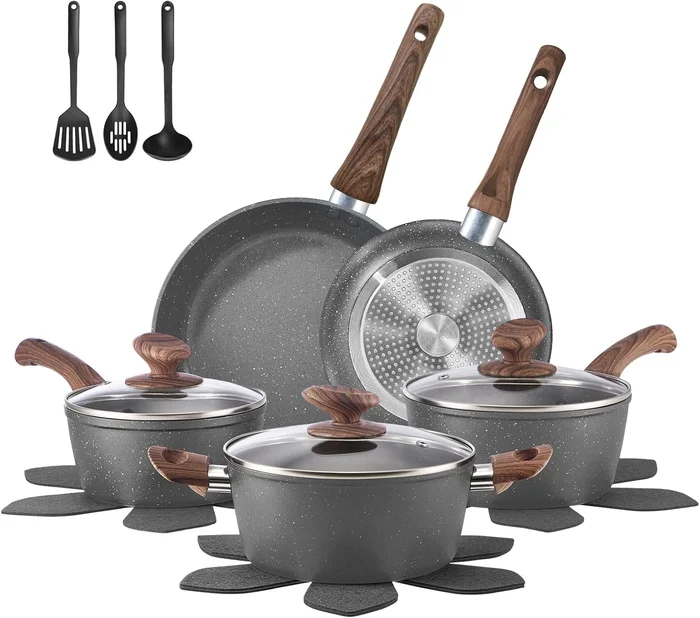 15-Piece Ceramic Nonstick Pots and Pans Set Induction PFAS Free Cookwa