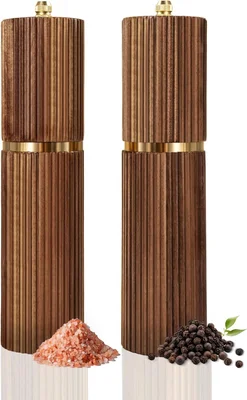 Saicefe 2 Pack Acacia Wooden Salt and Pepper Grinder Set Pepper Mills 
