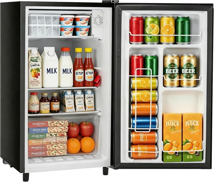 3.2 Cu.Ft Mini Fridge with Freezer - Compact Single Door Refrigerator 