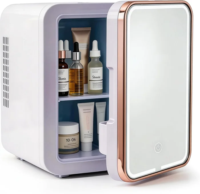 4L Mini Skincare Fridge with LED Mirror for Portable Cooler and Warmer