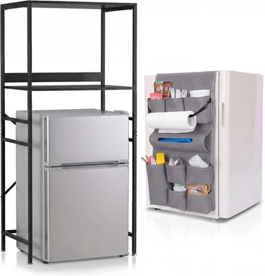 Weysat Dorm Essentials Mini Fridge and Microwave Stand Organizer Over