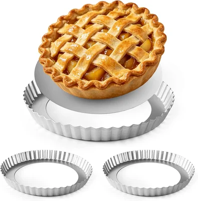 2 Pack 9 Inch Tart Pan with Removable Bottom, Non-Stick Carbon Steel Q