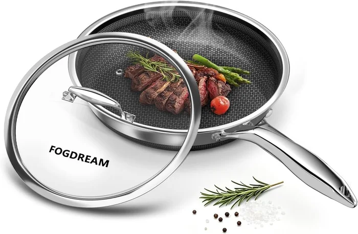 FogDream 10-Inch Honeycomb Hybrid Stainless Steel Nonstick Frying Pan