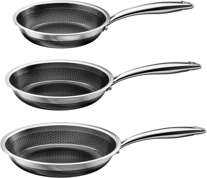 FogDream Honeycomb Hybrid Nonstick Stainless Steel Frying Pan Set 8 10