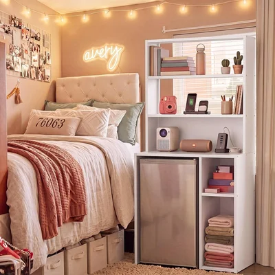 Novabright White 6 Tier Mini Fridge Stand with Top Shelf for Dorm Room