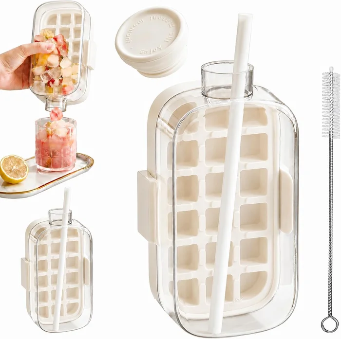 2026 Upgraded 2-in-1 Ice Cube Bottle with Straw and Dual-Seal Lid 800 