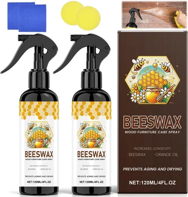 2PCS Beeswax Wood Polish Spray 2026 New Bees Wax Furniture Polish and 
