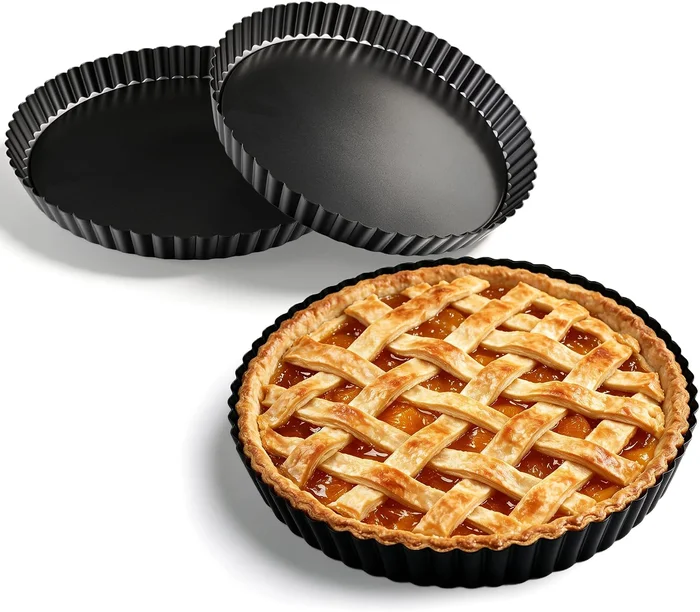 2 Pack 9 Inch Tart Pans with Removable Bottom, Nonstick Carbon Steel Q