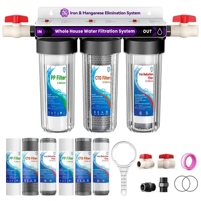 3-Stage Whole House Water Filter System with Advanced Iron and Mangane
