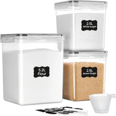 Vtopmart 3 PCS Flour and Sugar Storage Container Sets for Beginner Bak