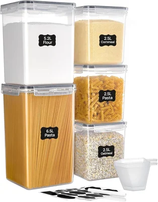 Vtopmart 5 PCS Flour and Sugar Storage Container Sets for Regular Bake