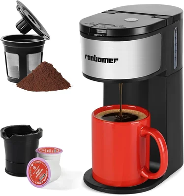 Ranbomer K Cup Coffee Maker with Single Serve and Ground Coffee Machin
