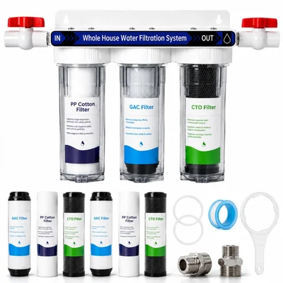 3-Stage Whole House Water Filter System with 2 Extra Filter Sets 0.5 M