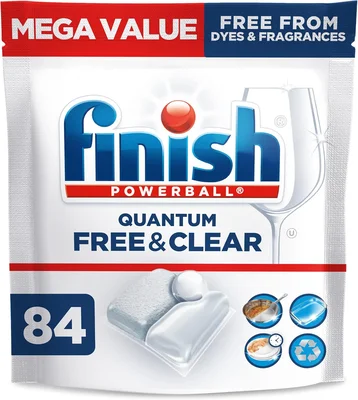Finish Free & Clear Dishwasher Pods, Dye & Fragrance Free Detergent, 8