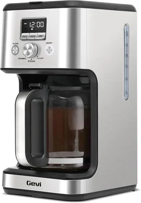 Gevi 14-Cup Drip Coffee Maker with Programmable Settings and Glass Car