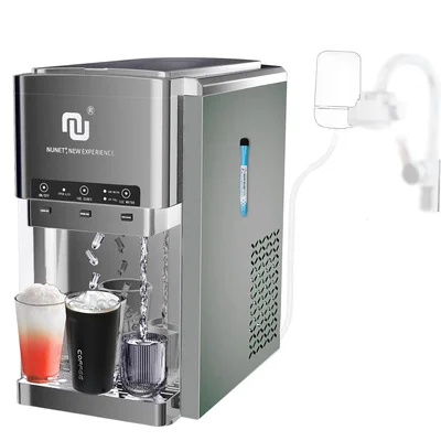 NUNET 3-in-1 Countertop Ice Dispenser with Direct Water Line and 6L Ta