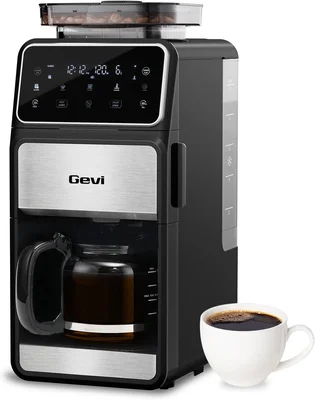 Gevi 10-Cup Grind & Brew Drip Coffee Maker with Built-In Burr Grinder 