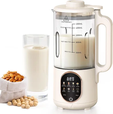 50oz 10 in 1 Automatic Nut Milk Maker with 20 Blades for Creamy Almond