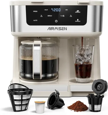 AIRMSEN 12-Cup Programmable Duo Coffee Maker with Touchscreen and 1000