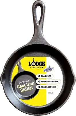 Lodge Pre-Seasoned Cast Iron Skillet 6.5 Inch PFAS-Free Frying Pan for