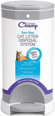 Litter Champ Cat Litter Disposal System Hands-Free Pedal Trash Can for