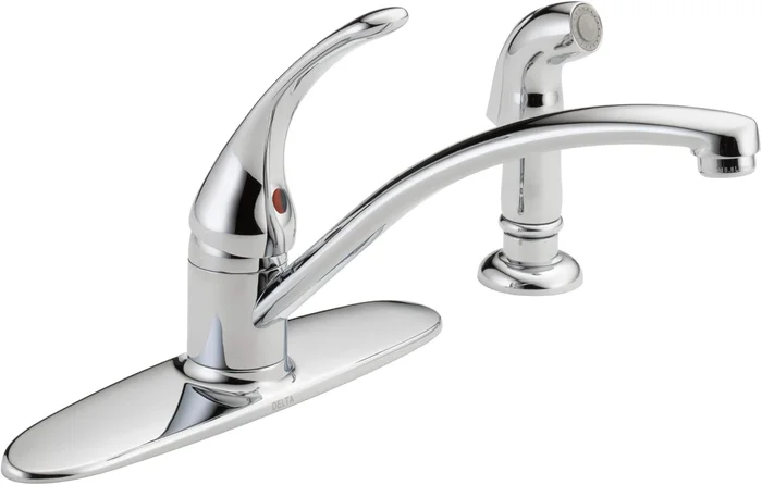 Delta Foundations Chrome Kitchen Faucet with Side Sprayer Contemporary