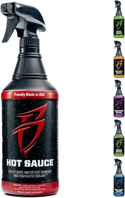 Bling Sauce Hot Sauce Hard Water Spot Remover with Wax Sealants 32 oz