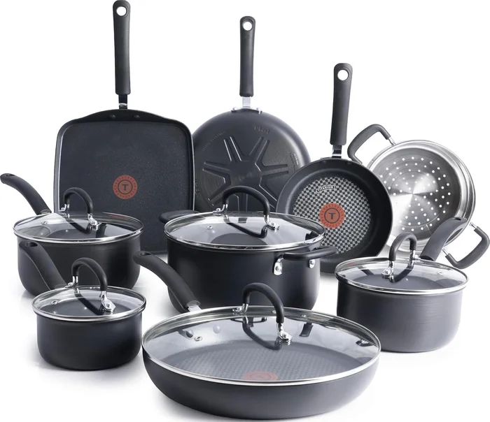 T-fal Ultimate Hard Anodized Nonstick Pots and Pans Set 14-Piece Onyx