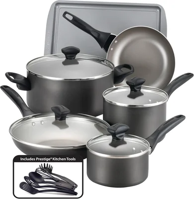 Farberware 15-Piece Nonstick Cookware Pots and Pans Set with Utensils
