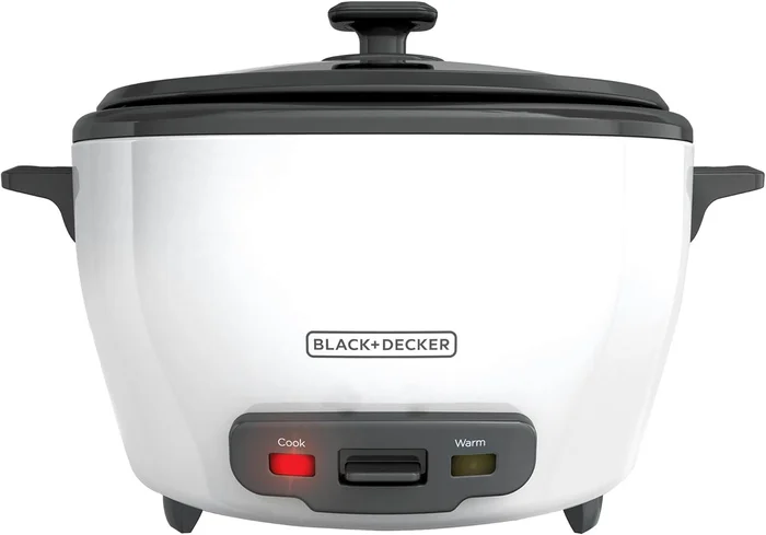 BLACK+DECKER 6-Cup Rice Cooker with Steaming Basket for Healthy Meals 