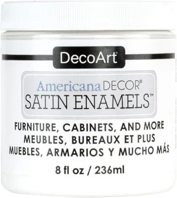 DecoArt Satin Enamels Acrylic Paint 8 fl. oz. Jar Pure White Pack of 1