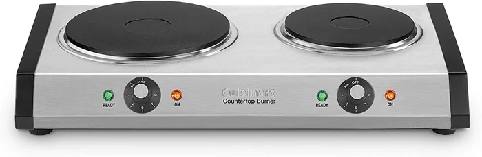 Cuisinart Double Burner Hot Plate 1800W Stainless Steel Black Electric