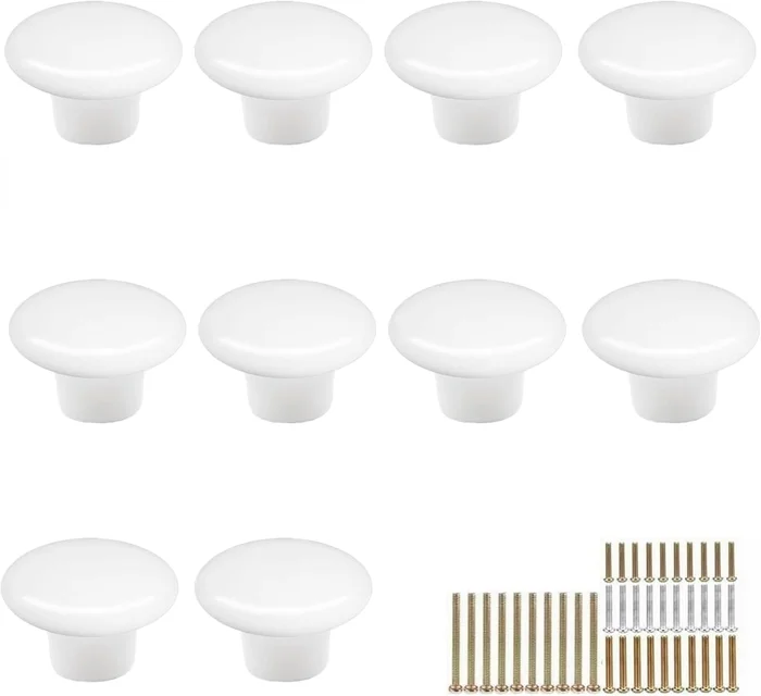 10 Pack White Ceramic Cabinet Knobs Vintage Round Drawer Cupboard Dres