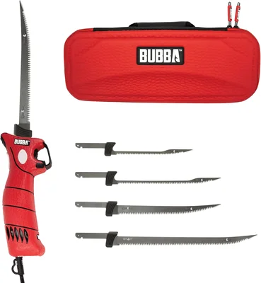 BUBBA 110V Electric Fillet Knife with Non-Slip Grip and 4 Blades for Fishing