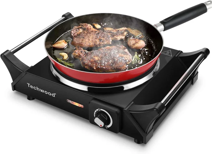 Techwood Portable Electric Stove Hot Plate 1500W Single Burner with St