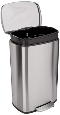 Amazon Basics 13.2 Gallon Smudge Resistant Rectangular Trash Can with