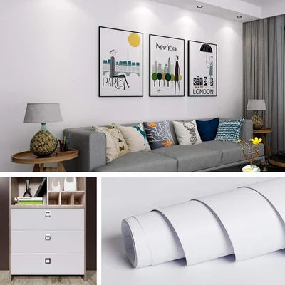 Livelynine 15.8x394 Removable White Wallpaper Peel and Stick White Con