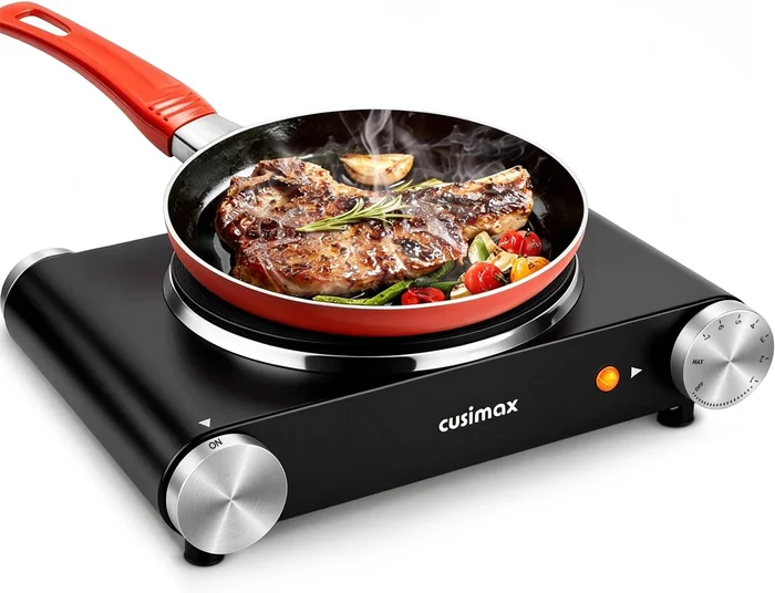 CUSIMAX 1500W Electric Burner Hot Plate Single Cast Iron Stove for Uni