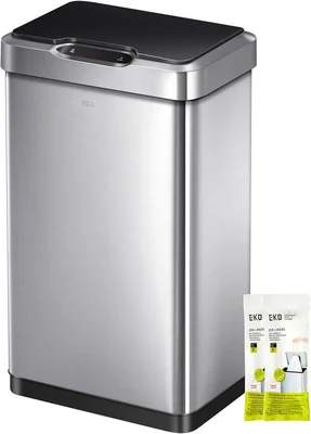 EKO Mirage-T 50 Liter Touchless Motion Sensor Trash Can with Brushed S