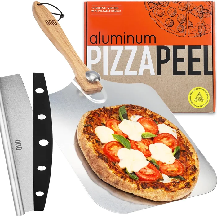 Pizza Peel with Cutter 12 x 14-inch Metal Turning Peel 14'' Pizza Cutt