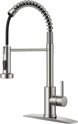 FORIOUS Kitchen Faucet Pull Down Sprayer Classic High Arc Brushed Nick