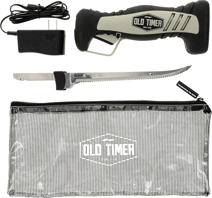 Old Timer Electric Fillet Knife with Rechargeable Battery and 8 Inch High Carbon Blade
