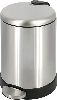 Glad Small Trash Can 1.2 Gallon Round Stainless Steel Garbage Bin with