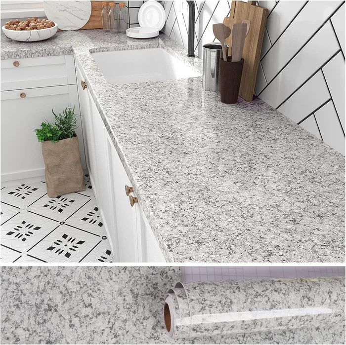 VEELIKE 15.7''x118'' Granite Contact Paper for Countertops Waterproof 