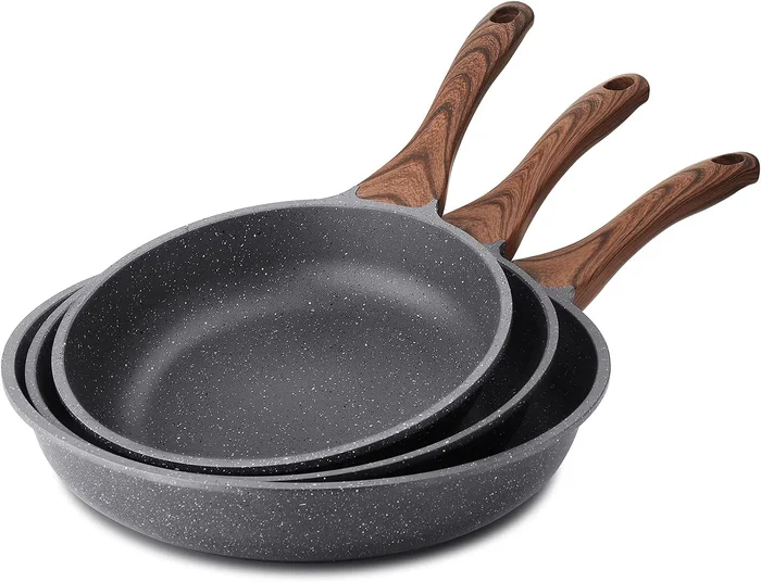 SENSARTE Nonstick Frying Pans Grey 9.5 11 12.5 Inch Set for Healthy Co
