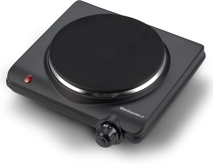 Elite Gourmet 1000W Electric Burner Cast Iron Hot Plate with 7 Precise